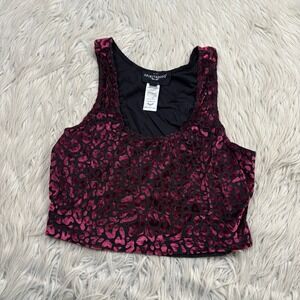 Spirithoods Women's M Velvet Burnout Leopard Print Crop Top Tank Ruby Burgundy